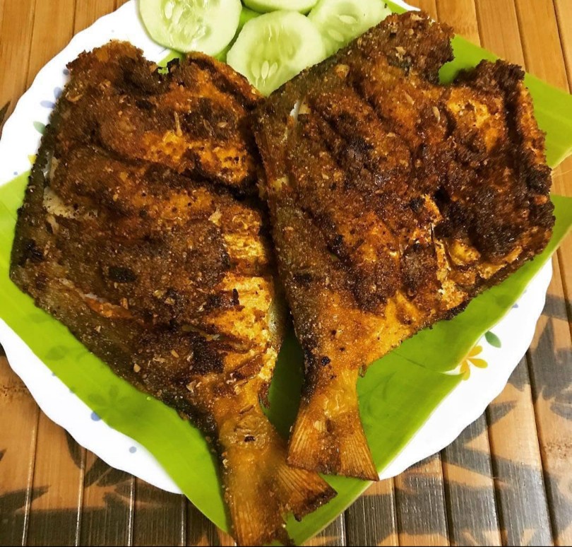 Fried Chanduva fish ( Fried Silver Pomfret)